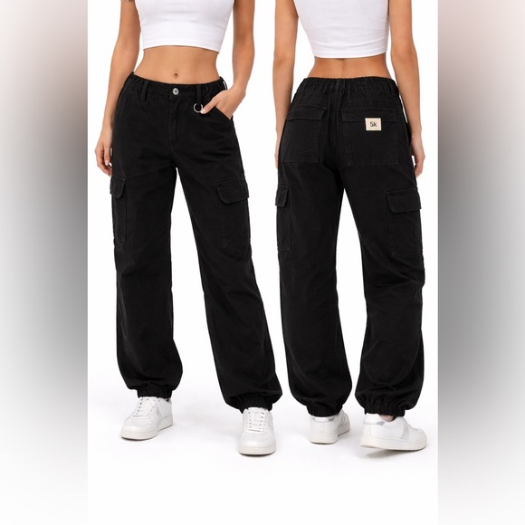 Five Star Pants - Fivestar General‎ Low Rise Balloon Cargo Pants XS | Y2K Streetwear Black